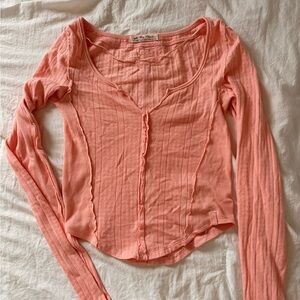 We The Free free people Coral Long Sleeve Ribbed Top